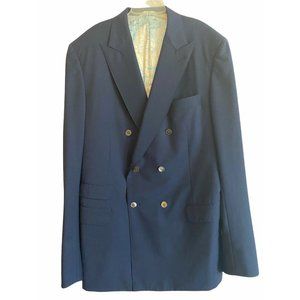 Astor and Black Wool Mohair ‘Private’ Vitale Barberis Canonico Suit Coat Blue